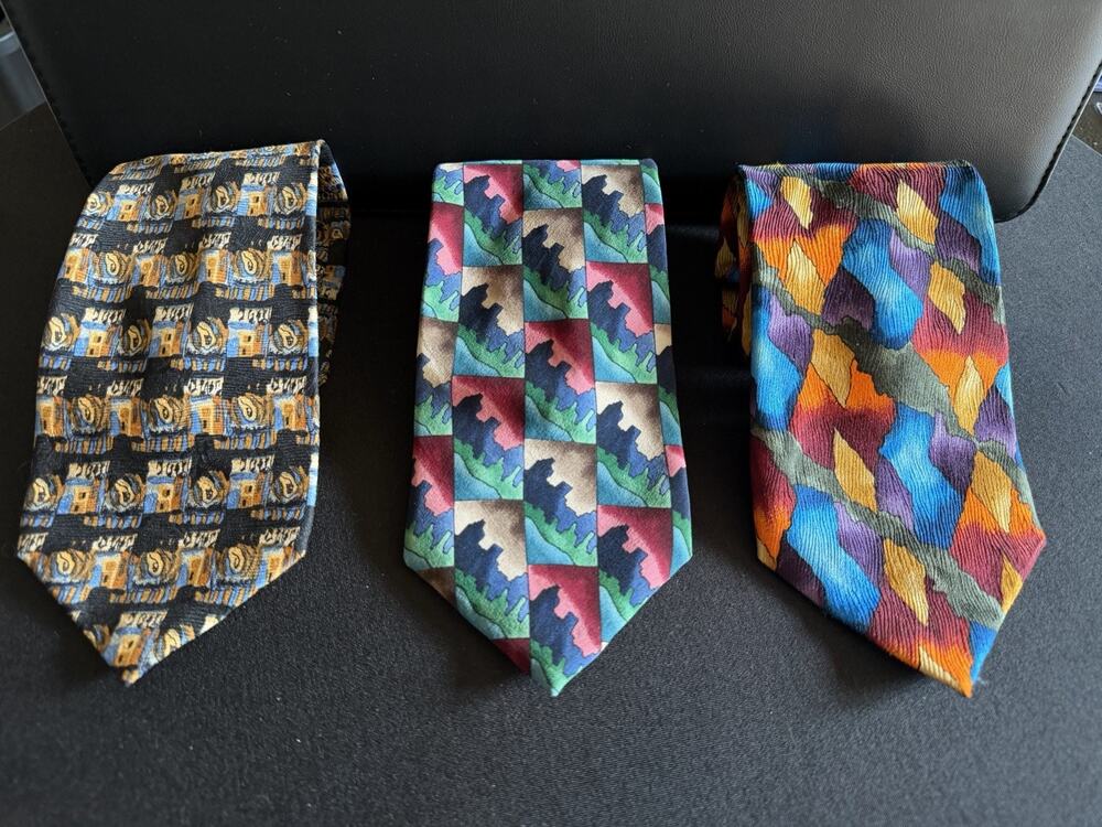 Lot of 3 Vintage J. Garcia Neckties Artistic Silk Ties Jerry Garcia Collection